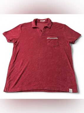 Men’s Marine Layer Terry Out Terry Cloth Polo Shirt Red Size Small
